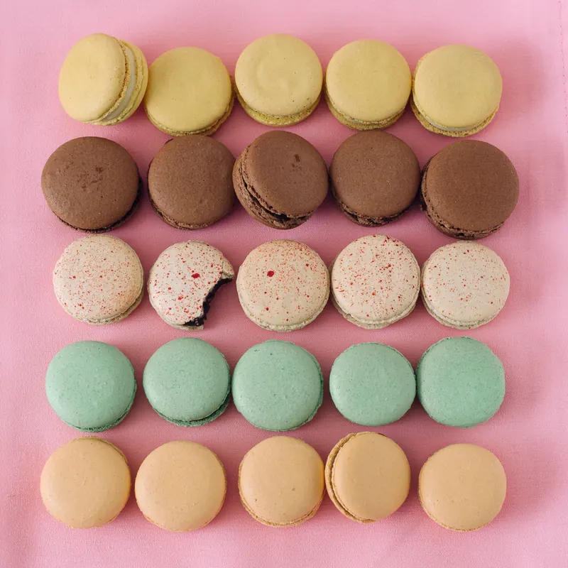 Assorted Tuileries macarons in different flavors and colors